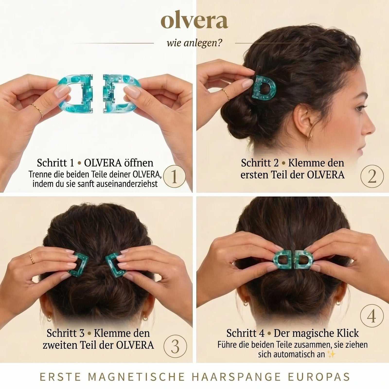 Olvera "D" - Magnetische Haarspange